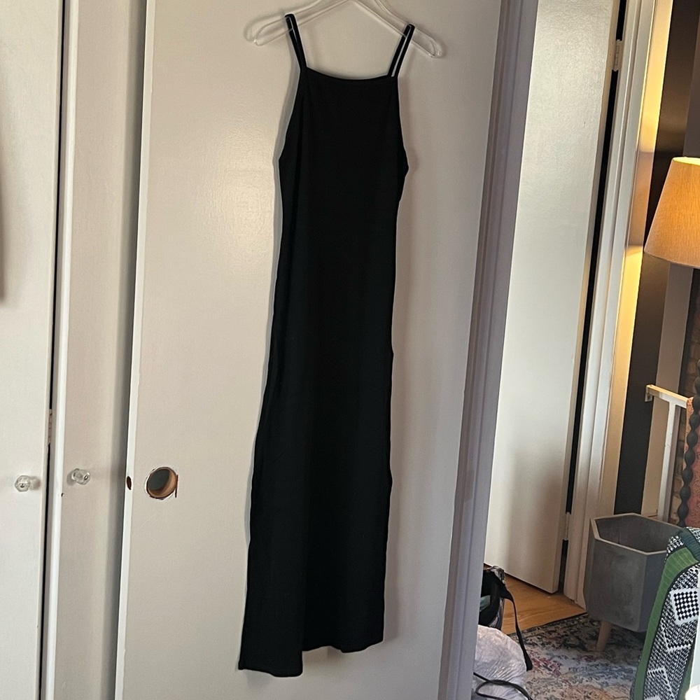TOPSHOP Black Maxi Ribbed Knit Sleeveless Dress. US 10.